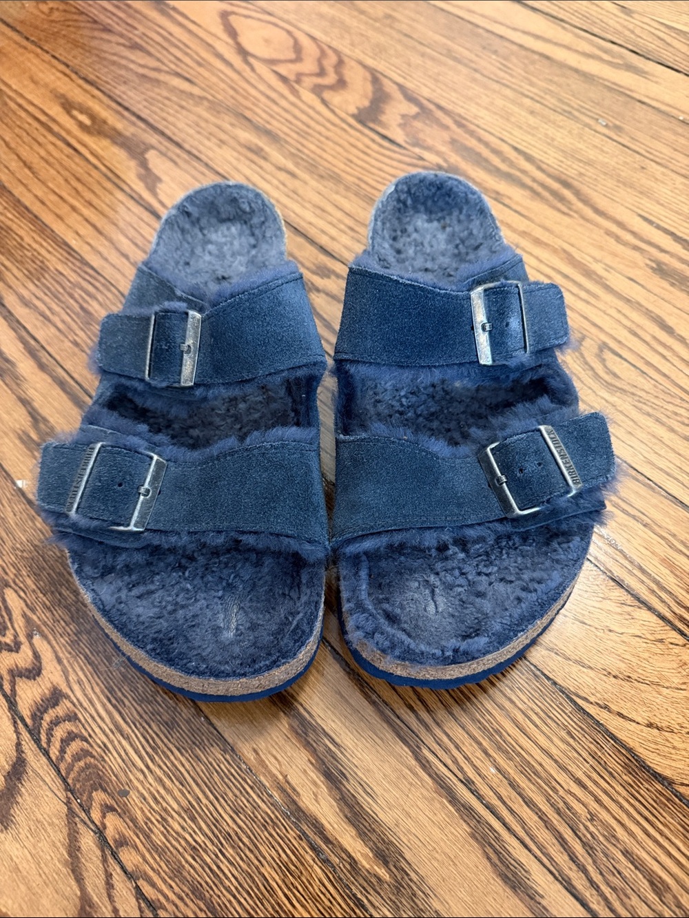 Birkenstock Navy Sherpa Arizona Slide Sandals